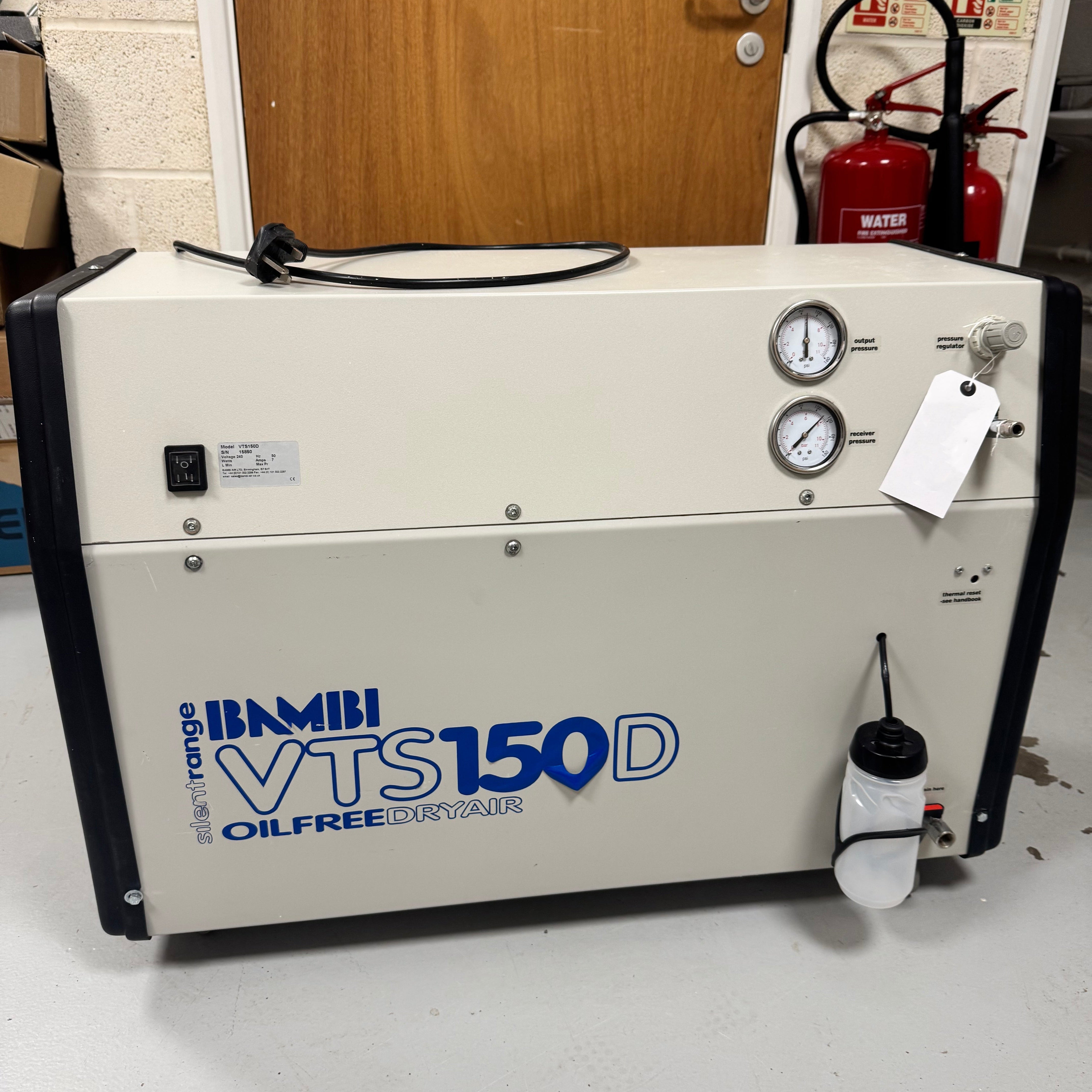 BLACKDOWN DENTAL -  BAMBI Oil-Free VTS150D Silent Air Compressor (23 Litres, 1.5 HP) - Used