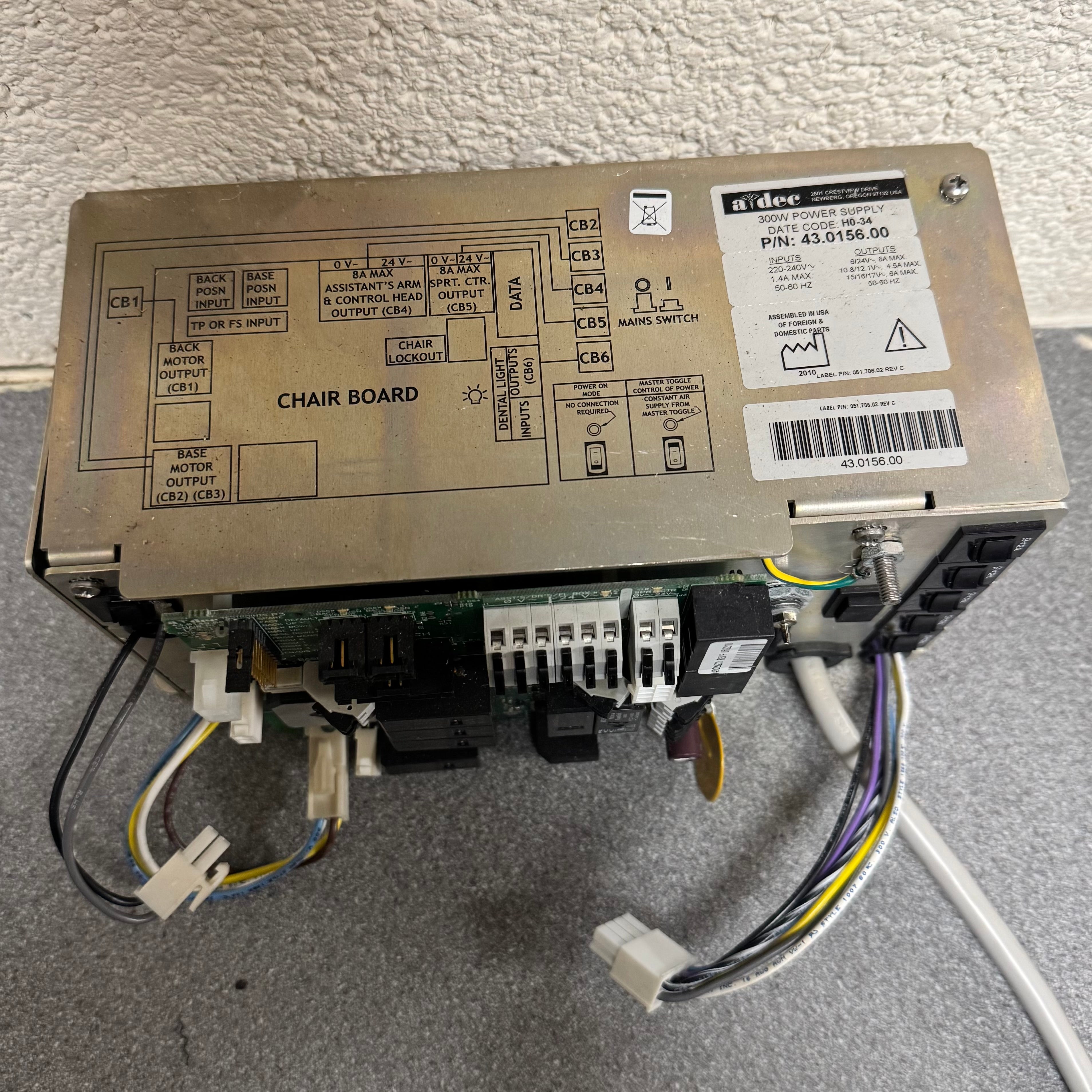 A-dec 300W Power Supply including 43.0149.00 Chair PCB - used (2010)